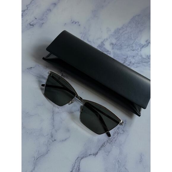 NEW Saint Laurent SL637 Cat Eye Sunglasses in Silver Metal - Picture 2 of 7